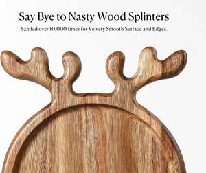 Plateau de service en bois d'acacia 12 "rond en bois plat de présentation plateau de charcuterie plateau pour fromage pain aux fruits - Product Image 4