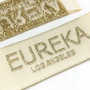 Logo de marque personnalisé ourlet du vêtement tissu damassé pli d'extrémité en polyester tissé pour les étiquettes de vêtements - Product Image 5