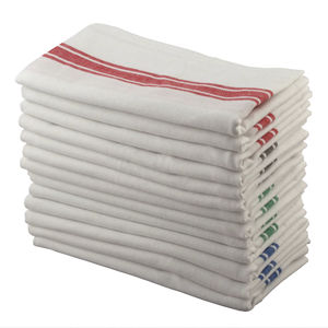 Set of 12 100% Cotton Kitchen <b>Cleaning</b> <b>Cloths</b> with Woven Square Stripe Pattern Home Use Kitchen Towels - Product Image 1