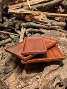 Vaisselle décorative rectangulaire en bois massif véritable naturel, plateau de service à fruits, plateau de service à café, plateau de service à café - Product Image 3