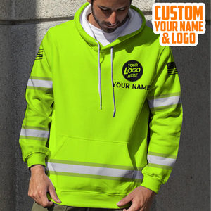 Sweat à capuche de sécurité personnalisé respirant à manches longues avec bande réfléchissante Pull Over Workwear Hi Visibility Safety Hoodie For Men - Product Image 3