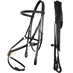 Bridas de cuero trenzado Halter de cuero trenzado con riendas 100% cuero caballo Halter brida de equitación - Product Image 1