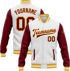 Veste universitaire OEM pour hommes avec broderie en chenille et manches en cuir Blouson aviateur Letterman Baseball pour hommes - Product Image 1