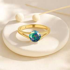 Bague en pierre précieuse opale de feu noire opale éthiopienne en argent sterling 925 plaqué or 14 carats bague de déclaration cadeau de naissance d'octobre - Product Image 2