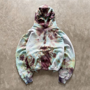 Sweat à capuche en molleton épais de haute qualité, écologique, avec strass, streetwear personnalisé, lavé et tie-dye, pour homme, OEM - Product Image 4