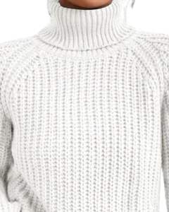 Women <b>White</b> Turtleneck <b>Knitted</b> Sweater Winter Warm Ribbed Long Sleeve Casual Loose Fit Pullover Fashion Top Streetwear Daily Use - Product Image 4