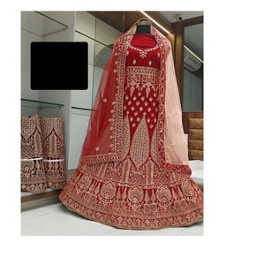 Suministro indio de terciopelo Lehenga Choli con bordado pesado trabajo Dupatta para Mujer Colección de fiesta de boda a la venta - Product Image 1
