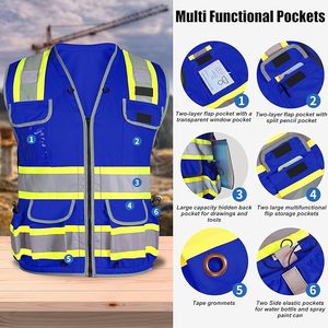 Gilet de sécurité réfléchissant haute visibilité, gilet de chantier robuste avec col rembourré - Product Image 2