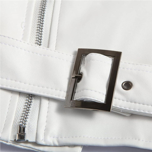 Veste de moto en cuir blanc de haute qualité pour femmes, vêtements d'extérieur abordables, élégants et confortables pour l'automne et l'hiver - Product Image 4