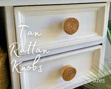 Boho Rattan Dresser Knobs Round Wooden Drawer Knobs Handmade Wicker Woven Screws for Furniture Knobs Cabinets Dresser Handles