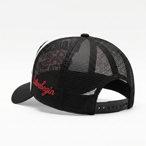 Trucker Hat Mesh Fabric 3D Embroidered Logo Adjustable Unisex Street <b>Style</b> Casual Cap Black White 6-Panel - Product Image 4