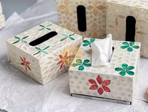 กล่องใส่กระดาษทิชชูทรงสี่เหลี่ยมสไตล์บ้านไร่หรูหราทันสมัยฝังมุก - Product Image 4