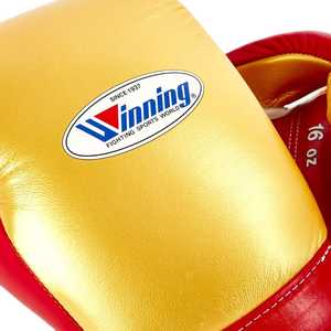 Gants de boxe de qualité supérieure, confortables, respirants, sur mesure, rouge et or, design à lacets, fabriqués en cuir véritable - Product Image 6
