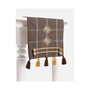 Joyful 72Inch GOTS Certified 100% Cotton Embroidered Cream Black Traditional <b>Table</b> <b>Runner</b> Eco-Friendly Washable For Family Meals - Product Image 2