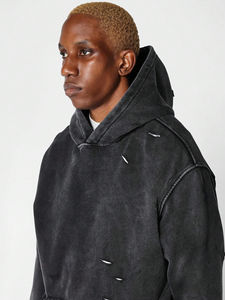 Tendance en détresse lavé à capuche personnalisé hommes tendance pull à capuche imprimé polaire confortable - Product Image 2