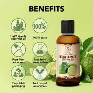 Aromatika Aceite Esencial de Bergamota 100% Puro 100ml Prensado en Frío Natural Aromaterapia Compuesto de Aceite de Cáscara de Citrus Bergamia para Piel Grasa - Product Image 2