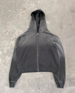 100% Cotton Rhinestone Heavy Weight Men's Sun Fade <b>Hoodie</b> Manufacturer Custom Plain Rhinestone <b>Thermal</b> <b>Hoodie</b> - Product Image 1