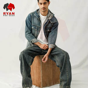 Veste en jean décontractée pour homme, logo personnalisé, OEM ODM, tissu épais, boutons sur le devant, vêtements d'extérieur - Product Image 1