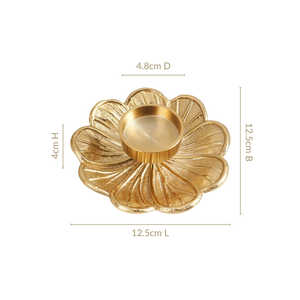 Portavelas con Forma de Flor, Acabado Dorado Personalizado, para Decoración del Hogar, Bodas, Navidad, Portavelas Decorativo - Product Image 6