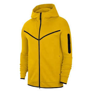 Sudadera con Capucha Amarilla para Hombre SINEWY SPORTS, Cierre de Cremallera, Corte Regular, Deportiva, Color Sólido, para Otoño, Poliéster/Algodón, Resistente al Viento - Product Image 4
