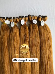 100% corte de máquina de trama doble suave sin procesar 22 ''#12 Color indio virgen Remy venta al por mayor cutícula alineada ondas de cabello humano - Product Image 5