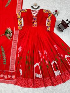 Casual indio étnico Festival fiesta desgaste puro rayón Digital impreso Chine Stitch Real espejo trabajo superior e impreso Dupatta - Product Image 4