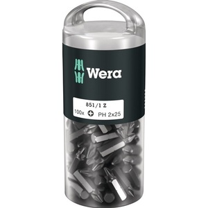 WERA Bulk Pack 851/1 Z 1/4? PH 2 25mm Length DIN ISO 1173 Form C 6.3 <b>Screwdriver</b> 100pcs/box - Product Image 1
