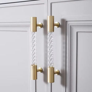 Mango largo de diseño con combinación de vidrio y metal para armarios de lujo, cajones y estilo interior de la India - Product Image 1