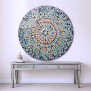 Espejo de mosaico de plata, espejo de mosaico redondo - Product Image 3