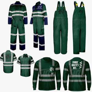 Customizable Durable Waterproof Polyester Reflective Overall Set Bib Button <b>Shirt</b> Crew Safety Clothing for Industrial <b>Workers</b> - Product Image 1