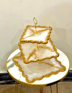 Handmade 3-Tier Resin Cake Stand Cupcake & Dessert Holder Luxury Resin <b>Crafts</b> for Home & Events by Tradebit - Product Image 5