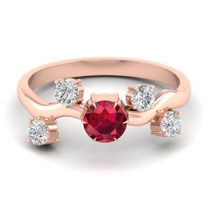 แหวนเพชรพลอยทับทิมทรงกลม 0.5 กะรัต ทองคำแท้ 14K สีเหลือง ยี่ห้อ REYES สำหรับผู้หญิง ของขวัญแต่งงานสุดหรู เครื่องประดับมอยส์ซาไนต์คุณภาพสูง - Product Image 6