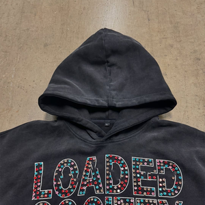 Fabricante Streetwear Mens Oversized Acid Wash Sudadera Hombre Vintage French Terry Sun Faded Rhinestone Sudadera con capucha Hombres - Product Image 2