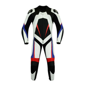 Combinaison de course pour moto robuste, fabriquée en cuir véritable de qualité supérieure avec coutures de sécurité renforcées et protections de genoux remplaçables - Product Image 5