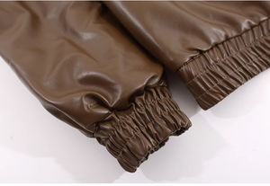 Chaqueta de cuero PU para hombre de otoño con cremallera con capucha Street Fashion Casual Motorcycle Coat Color sólido-para estilo urbano - Product Image 5