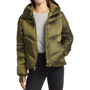 Chaqueta de invierno para mujer con capucha de Sherpa multicolor de burbuja brillante 100% algodón resistente al agua abrigo de plumón acolchado - Product Image 3