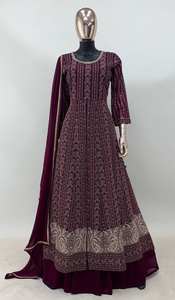 High Quality Women's Designer Faux Georgette Anarkali <b>Suit</b> Attractive Indian Pakistani Traditional Festival Wear with Salwar - Product Image 4