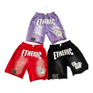 Streetwear personnalisé short surdimensionné délavé à l'acide short vierge de course à pied poids lourd délavé au soleil pour hommes short de broderie en détresse pour hommes - Product Image 1