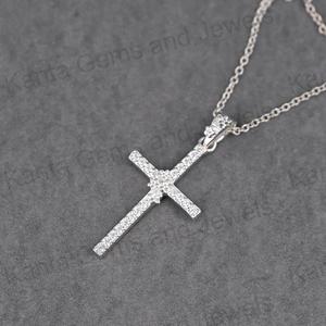 Top Vente 925 En Argent Sterling Fine Jewelry Pendentifs Charmes Sainte Croix Collier CZ Plaqué Rhodium Zircon En Gros Fabrique - Product Image 4
