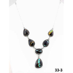 Collier en forme de goutte d'eau en turquoise et argent sterling de style sud-ouest, cadeau - Product Image 1