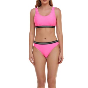 Maillot de bain bikini taille haute pour femme 2026, personnalisable avec logo OEM, décoration en cristal, 1 pièce, séchage rapide, respirant, Spandex/Nylon - Product Image 4