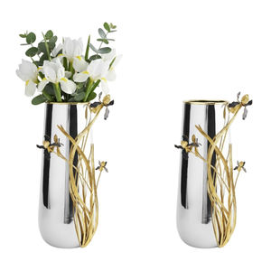 Jarrón Decorativo de Lujo Moderno Hecho a Mano con Diseño de Iris Negro, Acero Inoxidable y Latón Oxidado, Decoración Floral para el Hogar, en Oferta - Product Image 1