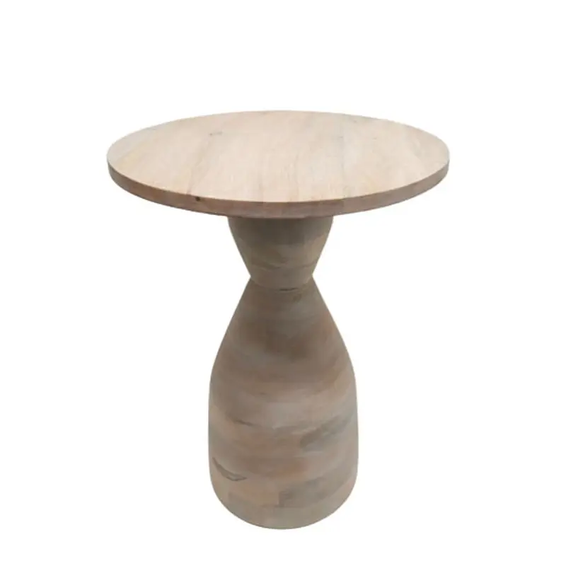 Table d'appoint ronde en bois de manguier Finition blanche Table d'appoint et table fantaisie pour meubles de salon