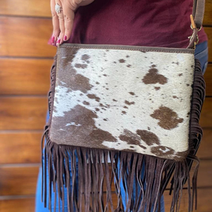 Nouveaux sacs à main à franges de style occidental sacs en cuir de vachette cheveux sur sacs à pampilles pour femmes - Product Image 4