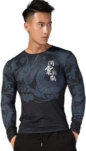 Customized Color Long Sleeve <b>Rash</b> <b>Guard</b> for <b>Men</b> Polyester MMA Jiu Jitsu Training Rashguard - Product Image 6