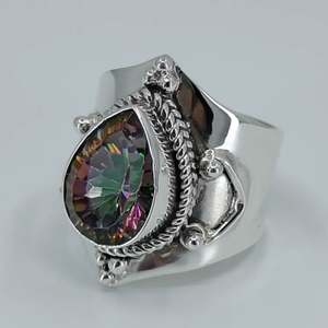 Bague artisanale en argent sterling 925 Mystic, style bohème, pierre de naissance de janvier, coupe poire, cadeau idéal pour son anniversaire ou son anniversaire de mariage - Product Image 4