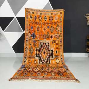 พรมโมร็อกโกแท้ ทำมือจากขนสัตว์ ลายเบอร์เบอร์แบบดั้งเดิม สไตล์วินเทจและโมเดิร์น สำหรับตกแต่งบ้าน - Product Image 1