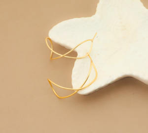 Pendientes de aro geométricos chapados en oro minimalistas con diseño abstracto elegante joyería de moda para mujer - Product Image 4