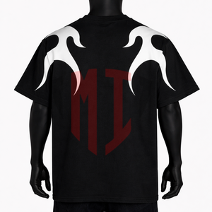 Camiseta Negra para Hombre con Gráfico de Llama Abstracta, Estilo Urbano Oversize, Precio al por Mayor, Casual - Product Image 2