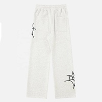 Pantalones deportivos de algodón negros para hombre con estampado de telaraña blanca, cintura elástica con cordón, pantalones informales estilo otoño
